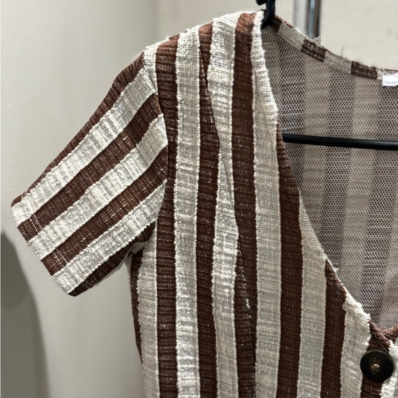 Zara Trafaluc Brown and White Striped Mini Dress - Picture 4 of 8